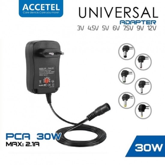 ACCETEL UNIVERSAL PCA-30W MUTI VOLTAGE AC/DC ADAPTER ACCETEL UNIVERSAL PCA-30W MUTI VOLTAGE AC/DC ADAPTER