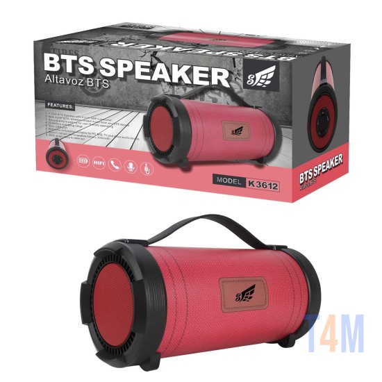 SPEAKER BTS K3612 BLUETOOTH/FM/AUDIO/USB RED
