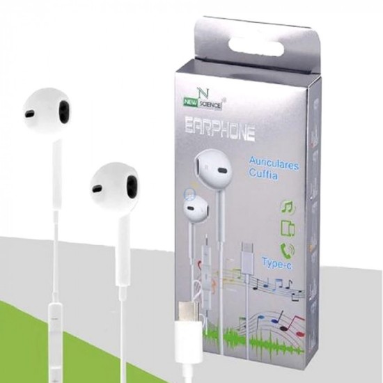 NEW SCIENCE TYPE C AURICULAR HEADFONE WITH MIC VOLUME BUTTENS REF:8027 NEW SCIENCE TYPE C AURICULAR HEADFONE WITH MIC VOLUME BUTTENS REF:8027