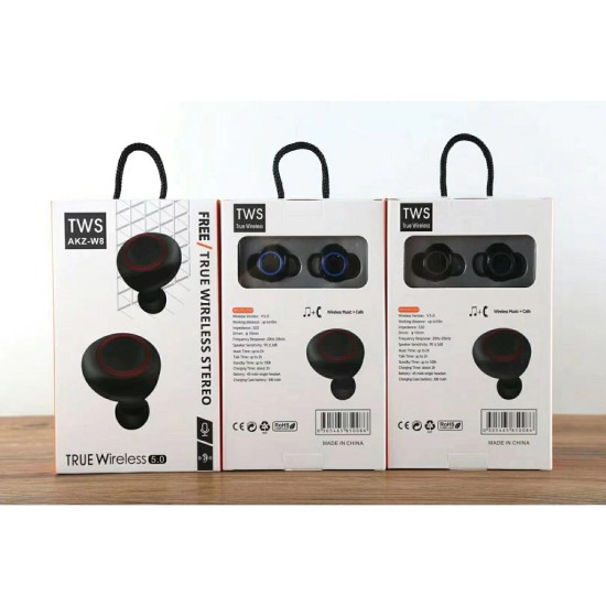 AKZ-W8 TWS WIRELESS EARPHONE STEREO BASS BLUETOOTH 5.0 WITH MIC CHARGING BOX SPORTING EARBUDS FOR IPHONE ANDROID BLACK,RED,BLUE ORIGINAL AKZ-W8 TWS WIRELESS EARPHONE STEREO BASS BLUETOOTH 5.0 WITH MIC CHARGING BOX SPORTING EARBUDS FOR IPHONE ANDROID BLACK,RED,BLUE ORIGINAL