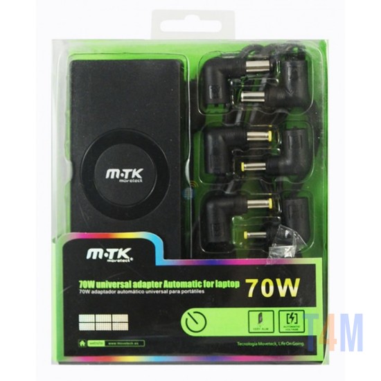 MTK 70W UNIVERSAL NOTEBOOK 8TIPS K3205 (02029072) CHARGER COMPATIVEL NEGRO