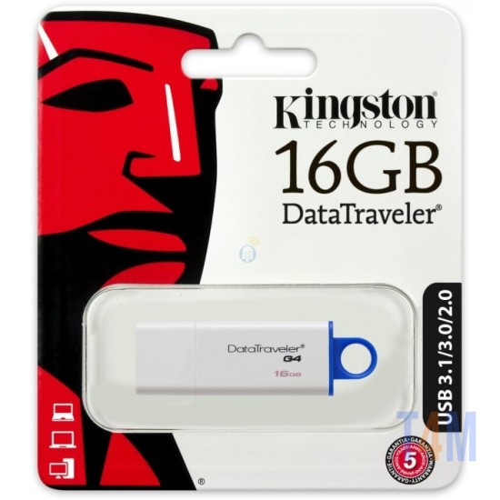 PENDRIVE KINGSTON 16GB USB FLASH 3.1 / 3.0 / 2.0 G4 - DTIG4/16GB