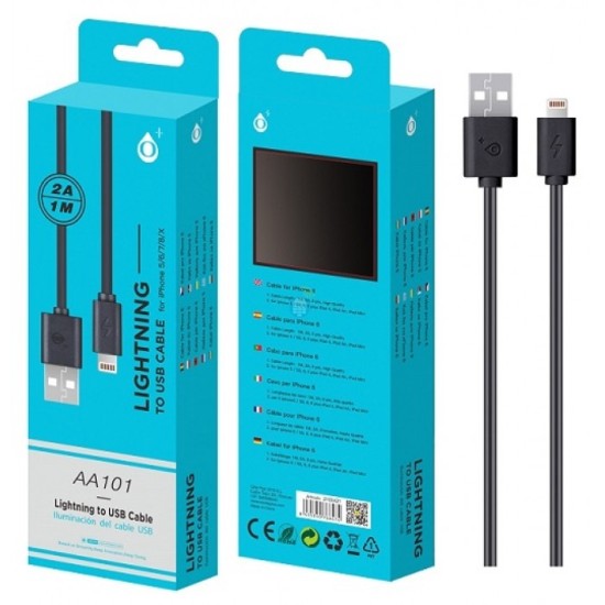 CABO DE DADOS ONEPLUS USB 2.0A PARA IPHONE 5,6,7,8,X REF AA101 PRETO CABO DE DADOS ONEPLUS USB 2.0A PARA IPHONE 5,6,7,8,X REF AA101 PRETO