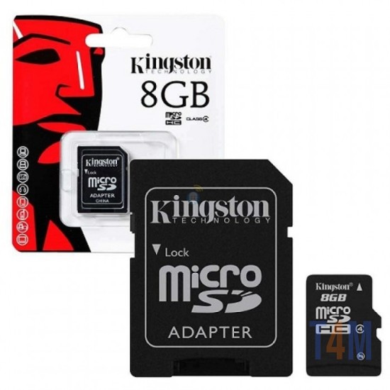 CARTÃO DE MEMÓRIA KINGSTON 8GB CLASSE 4 COM ADAPTADOR - SDC4/8GB
