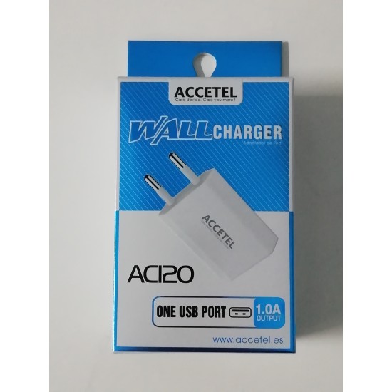 ADAPTADOR ACCETEL ONE USB PORT 1.0A AC120 BRANCO ADAPTADOR ACCETEL ONE USB PORT 1.0A AC120 BRANCO