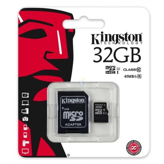 CARTÃO DE MEMÓRIA MICRO SD KINGSTON 32GB COM ADAPTADOR CARTÃO DE MEMÓRIA MICRO SD KINGSTON 32GB COM ADAPTADOR