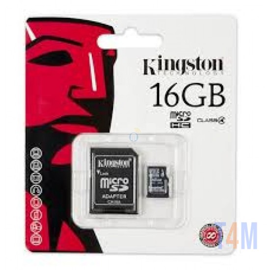 CARTÃO DE MEMÓRIA KINGSTON 16GB CLASSE 10 COM ADAPTADOR - SDC4/16GB