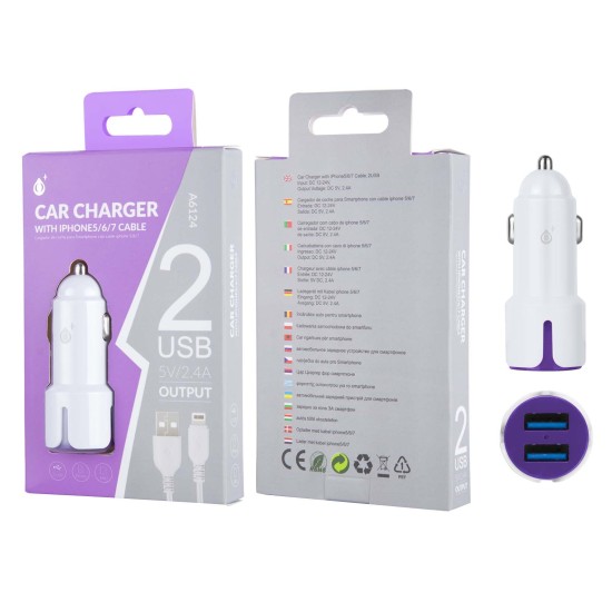 ADAPTADOR MTK DUAL USB 2.4A PARA CARRO BRANCO BULK ADAPTADOR MTK DUAL USB 2.4A PARA CARRO BRANCO BULK