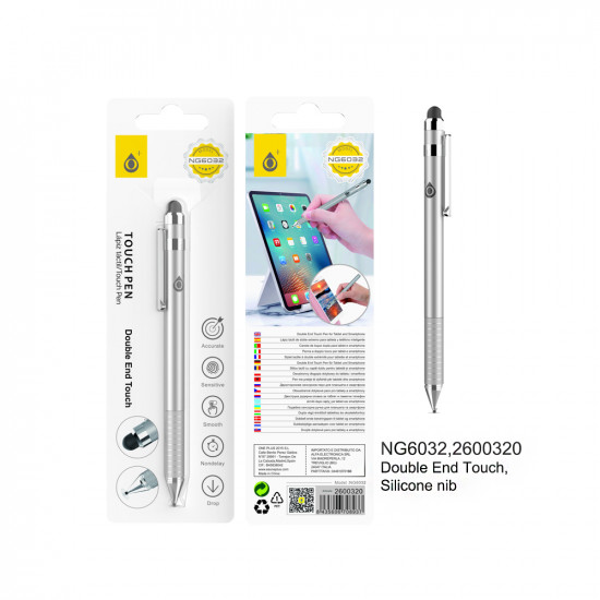 Caneta Touch de 2 Lados OnePlus NG6032 PL para Telefones e Tablets Prata
