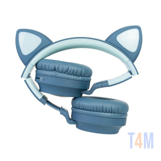  CAT EAR SHAPE WIRELESS HEADPHONE XY-207 WITH NOISE CANCELING FUNCTION BLUE