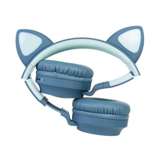 CAT EAR SHAPE WIRELESS HEADPHONE XY-207 WITH NOISE CANCELING FUNCTION BLUE CAT EAR SHAPE WIRELESS HEADPHONE XY-207 WITH NOISE CANCELING FUNCTION BLUE