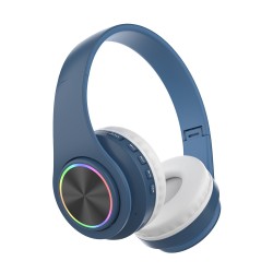 LUMINOUS WIRELESS HEADPHONE T39 TF/MICRO SD/HANDS-FREE WITH COLORFUL LED AND NOISE-CANCELING FEATURE 400MAH BLUE LUMINOUS WIRELESS HEADPHONE T39 TF/MICRO SD/HANDS-FREE WITH COLORFUL LED AND NOISE-CANCELING FEATURE 400MAH BLUE