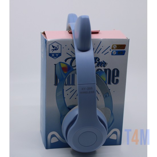  Cat Ear Shape Wireless Headphone XY-205 with Noise Canceling Function Light Blue
