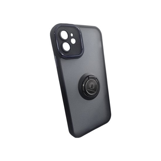 Case with Support Ring for Apple iPhone 12 Smoked Black Case with Support Ring for Apple iPhone 12 Smoked Black