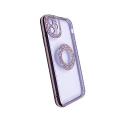 Capa de Silicone Suave com Design de Diamante para Apple iPhone 12 Dourado Capa de Silicone Suave com Design de Diamante para Apple iPhone 12 Dourado