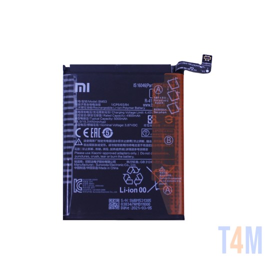 Bateria BN53 para Xiaomi Redmi Note 9 Pro/Redmi Note 10 Pro 5000mAh