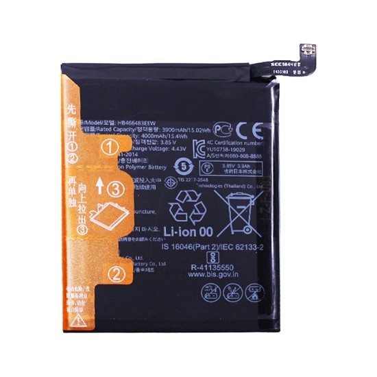Batería Huawei P40 Lite 5G (CDY-NX9A) HB466483EEW 3900 mAh/3.85V/15.4WH/LI-ion Batería Huawei P40 Lite 5G (CDY-NX9A) HB466483EEW 3900 mAh/3.85V/15.4WH/LI-ion