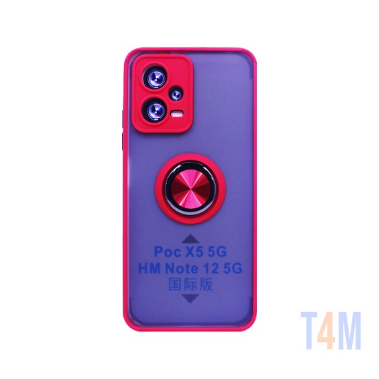 Capa com Anel de Suporte para Xiaomi Redmi Note 12 5g/Poco X5 5g Vermelho