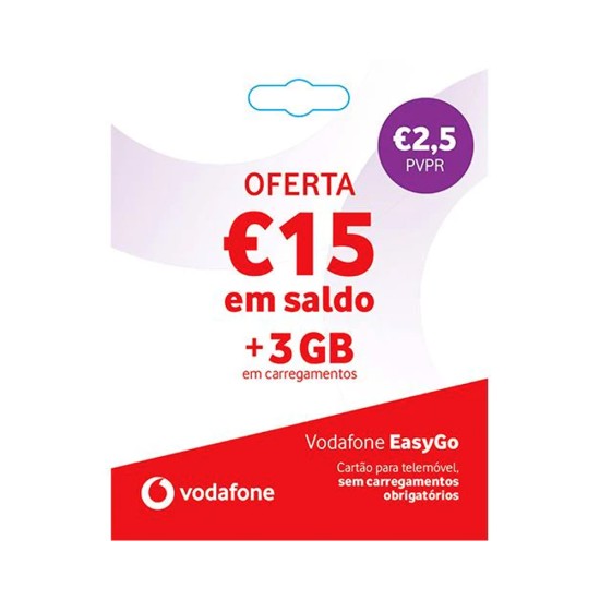 Cartão SIM Vodafone Easy Go 1GB por 7 dias Cartão SIM Vodafone Easy Go 1GB por 7 dias