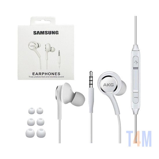 Auscultadores com Cabo AKG com fio para Telefones Samsung com Microfone 3,5 mm 1,2 m Branco