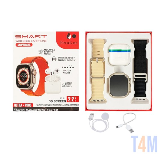 Smartwatch Fendior S40 Pro Max con Airpods 2,2" (Versión Llamada) Plata