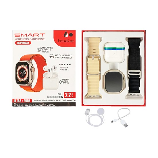Fendior Smartwatch S40 Pro Max With Airpods 2.2" (Call Version) Silver Fendior Smartwatch S40 Pro Max With Airpods 2.2" (Call Version) Silver