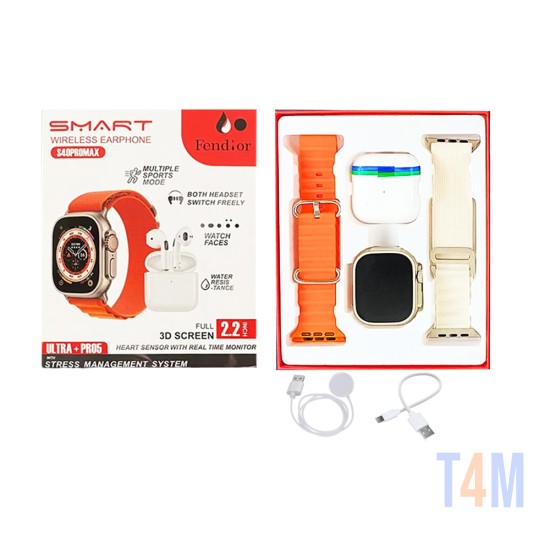Smartwatch Fendior S40 Pro Max con Airpods 2,2" (Versión Llamada) Naranja