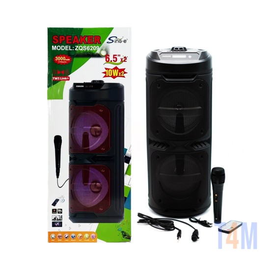 Sing-e Portable Wireless Speaker ZQS6209 with Mic Black