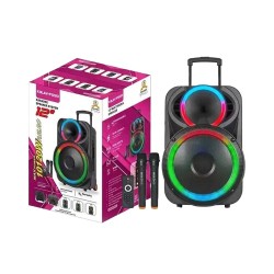 Coluna Sem Fio Karaoke Portátil Ailiang KOLAV-F1220 com Microfone Dual Preto Coluna Sem Fio Karaoke Portátil Ailiang KOLAV-F1220 com Microfone Dual Preto