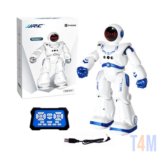 Robô Espacial JJRC R18 Intelligent com Modo de Detecção de Gestos e Resposta ao Toque e Controle Remoto Branco Azul