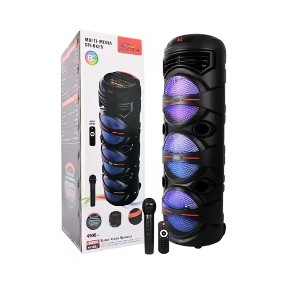 Coluna Sem Fio Portátil Sing-e ZQS8302 com Microfone Preto Coluna Sem Fio Portátil Sing-e ZQS8302 com Microfone Preto