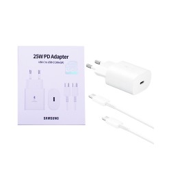 Samsung Charger EP-TA800NWEGGB Type-C Port PD 25W with Type-C to Type-C Cable 3A 1m White Samsung Charger EP-TA800NWEGGB Type-C Port PD 25W with Type-C to Type-C Cable 3A 1m White