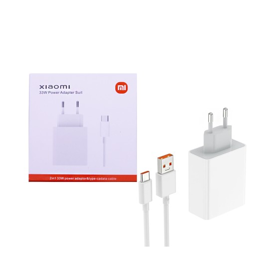 Cargador Xiaomi MDY-1L-EZ Puerto USB 33W con Cable Tipo-C 3A 1m Blanco Cargador Xiaomi MDY-1L-EZ Puerto USB 33W con Cable Tipo-C 3A 1m Blanco