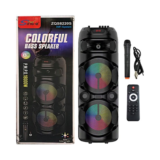 Coluna Sem Fio Portátil Sing-e ZQS8220S com microfone Preto