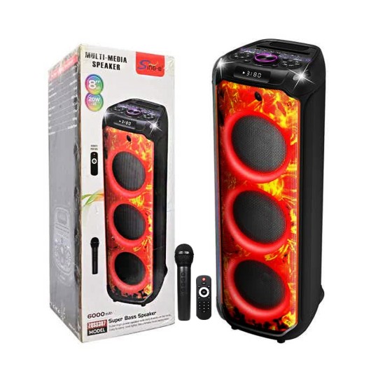 Coluna Sem Fio Portátil Sing-e ZQS8307 com Microfone Preto Coluna Sem Fio Portátil Sing-e ZQS8307 com Microfone Preto