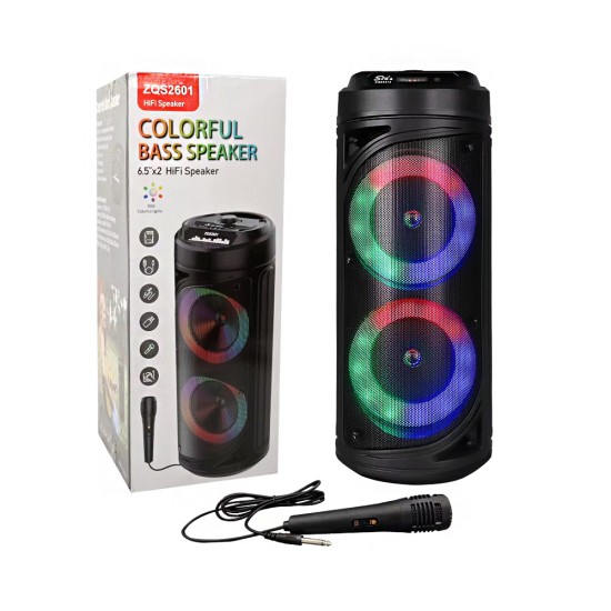 Coluna Sem Fio Portátil Sing-e ZQS2601 com Microfone Preto Coluna Sem Fio Portátil Sing-e ZQS2601 com Microfone Preto