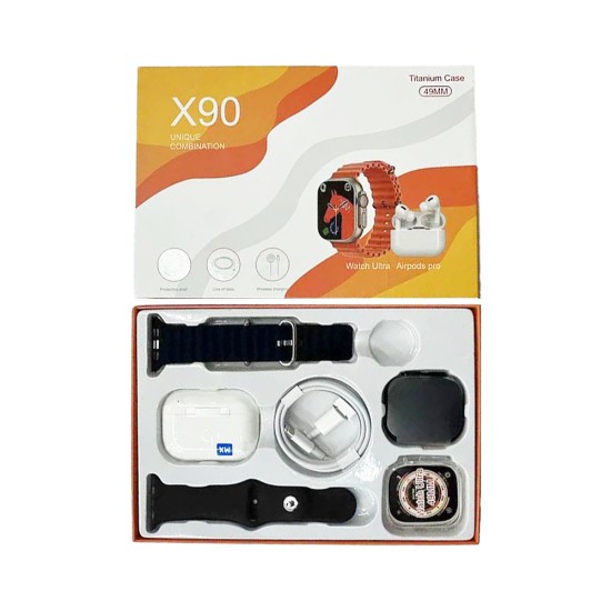 Smartwatch X90 With 2 Straps and Airpods Pro 2.01" 49mm (Call Version) Black Smartwatch X90 With 2 Straps and Airpods Pro 2.01" 49mm (Call Version) Black