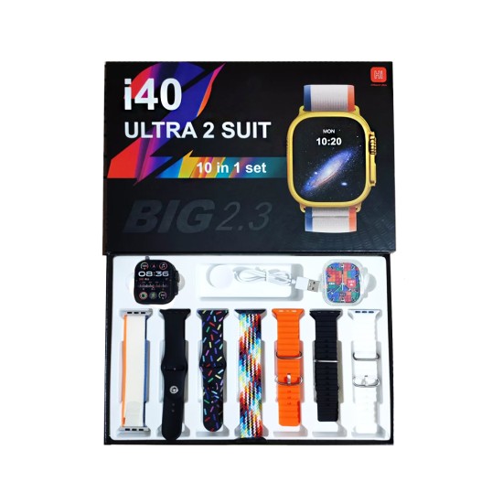 Smartwatch i40 Ultra 2 Suit with 7 Straps 2.3" (Call Version) Black