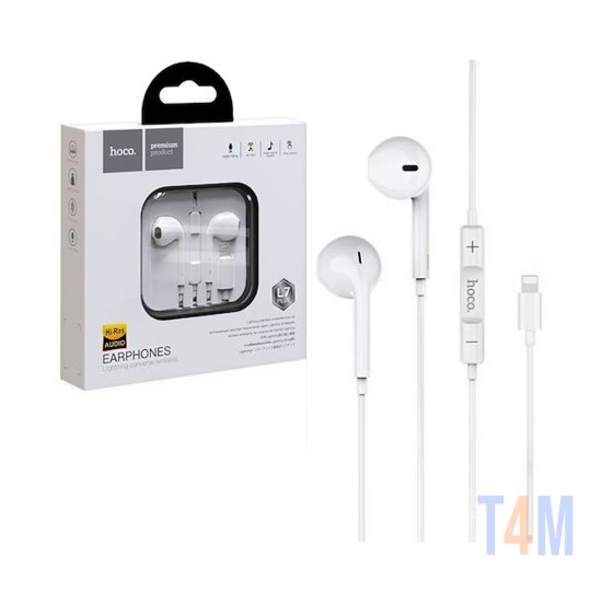 Hoco Wired Earphones L7 Plus Original Series with Microphone Lightning 1.2m White