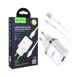 Hoco Charger N1 Ardent USB 2.4A with Lightning Cable 1M White Hoco Charger N1 Ardent USB 2.4A with Lightning Cable 1M White