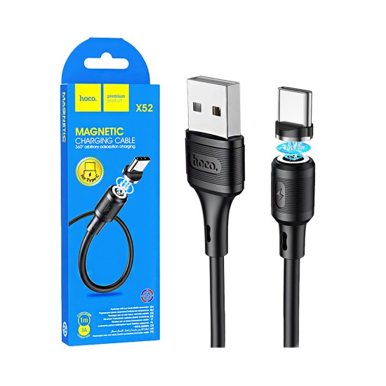 Cabo Magnético Hoco X52 Sereno Micro 3A 1m Preto Cabo Magnético Hoco X52 Sereno Micro 3A 1m Preto