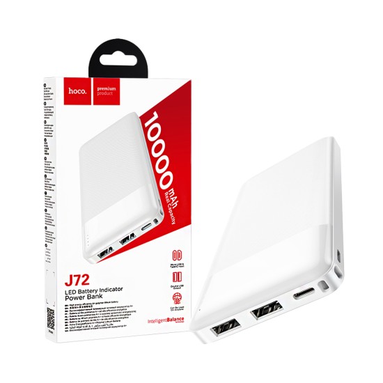 Power Bank Hoco J72 Easy Travel com 2 Puertos Outputs USB 10000mAh Branco Power Bank Hoco J72 Easy Travel com 2 Puertos Outputs USB 10000mAh Branco