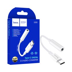 Cabo Adaptador de Áudio Hoco LS30 Tipo-C para 3,5mm Branco Cabo Adaptador de Áudio Hoco LS30 Tipo-C para 3,5mm Branco