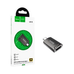 Adaptador OTG Hoco UA19 Easy Tipo-C Macho A HDTV Femenino Gris Metálico Adaptador OTG Hoco UA19 Easy Tipo-C Macho A HDTV Femenino Gris Metálico