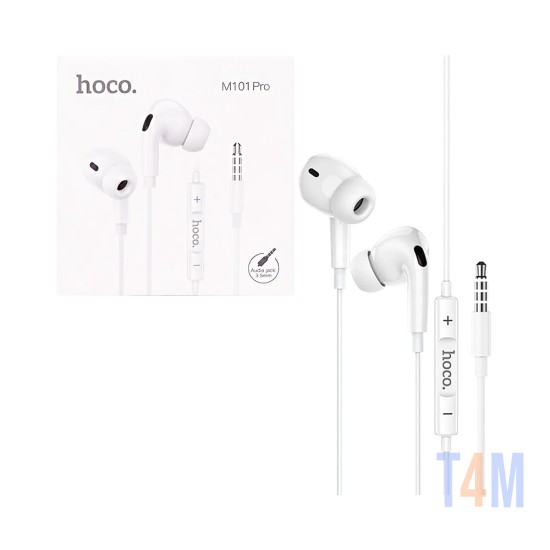Hoco Wired Earphones M101 Pro with Microphone 3.5mm 1.2m White