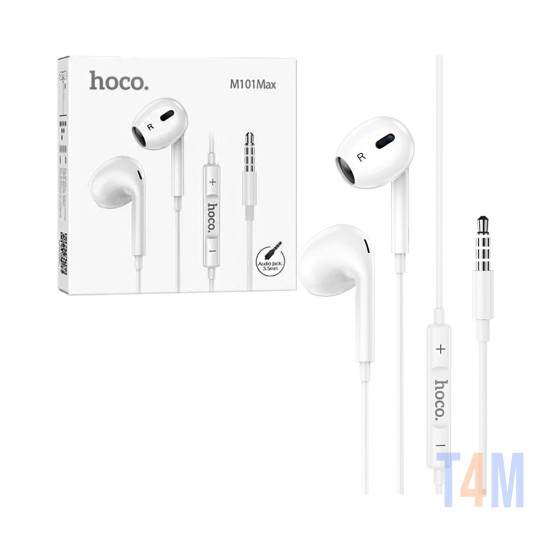 Hoco Wired Earphones M101 Max Crystal Grace with Microphone 3.5mm 1.2m White