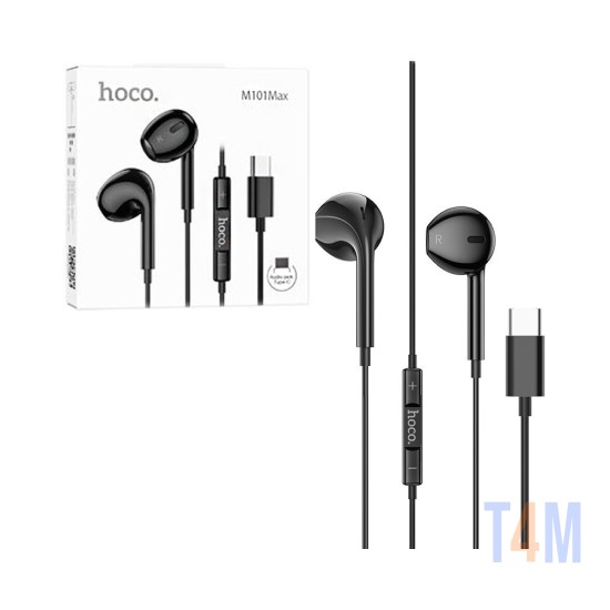 Hoco Wired Earphones M101 Max Crystal Grace with Microphone Type-C 1.2m Black