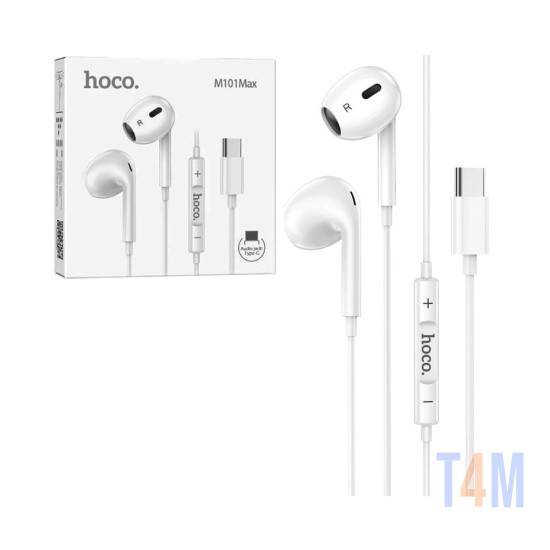 Hoco Wired Earphones M101 Max Crystal Grace with Microphone Type-C 1.2m White