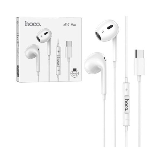 Hoco Wired Earphones M101 Max Crystal Grace with Microphone Type-C 1.2m White Hoco Wired Earphones M101 Max Crystal Grace with Microphone Type-C 1.2m White