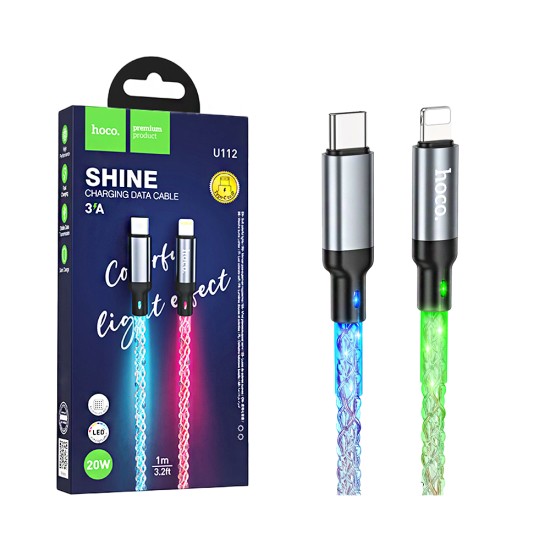 Hoco Cable U112 Shine Type-C to Lightning PD 20W 1M Gray Hoco Cable U112 Shine Type-C to Lightning PD 20W 1M Gray